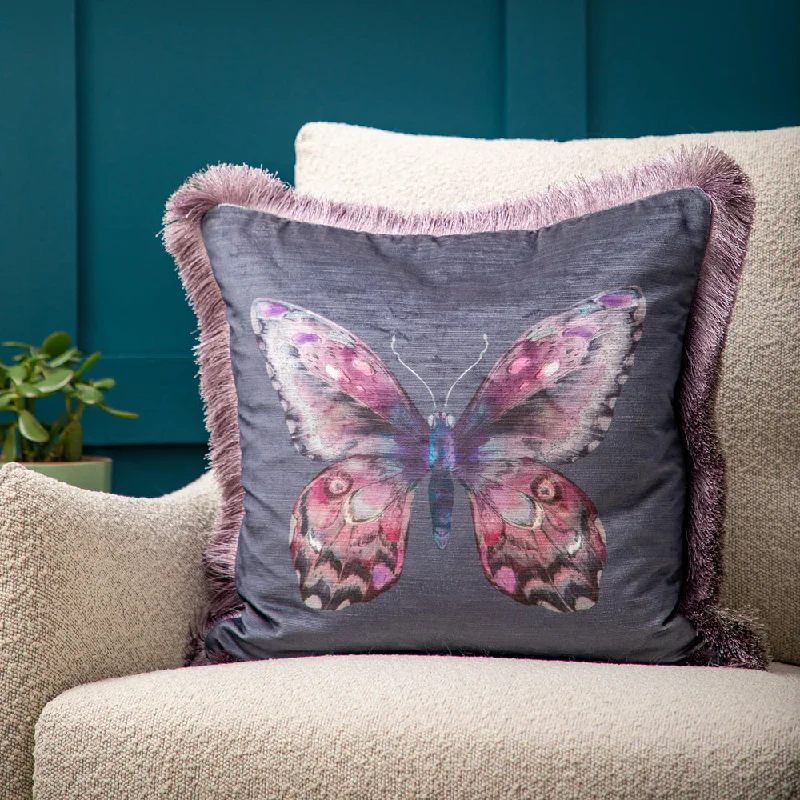 Lenore Printed Feather Cushion Sapphire