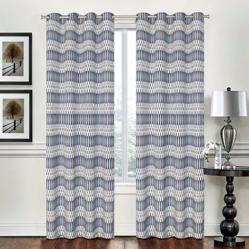 Grommets curtain panel - Eliot - Blue - 52 x 96''