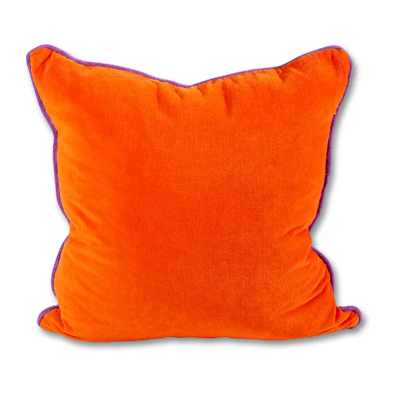 Charliss Velvet Pillow - Orange + Lilac