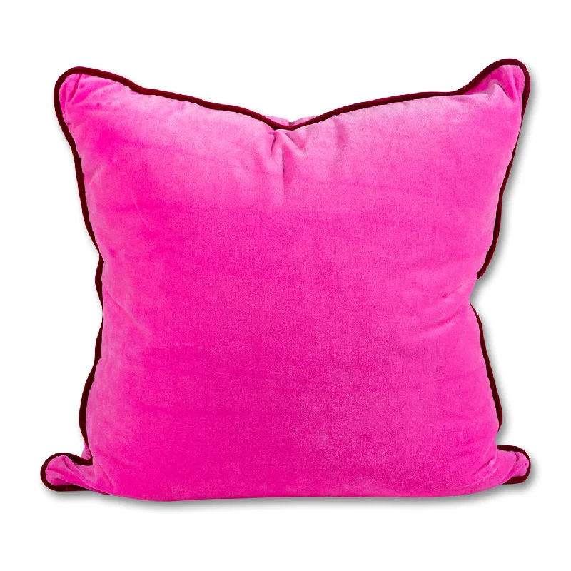 Charliss Velvet Pillow - Neon Pink + Wine