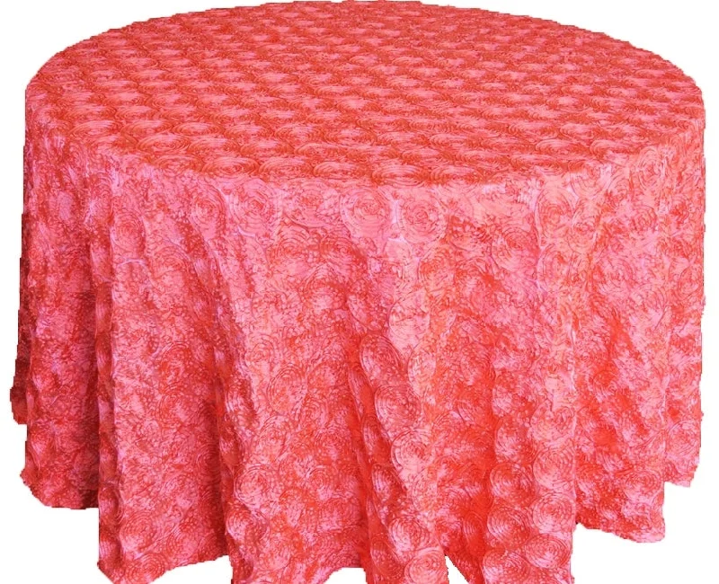 120" Round Satin Rosette Tablecloth - Coral (1pc)