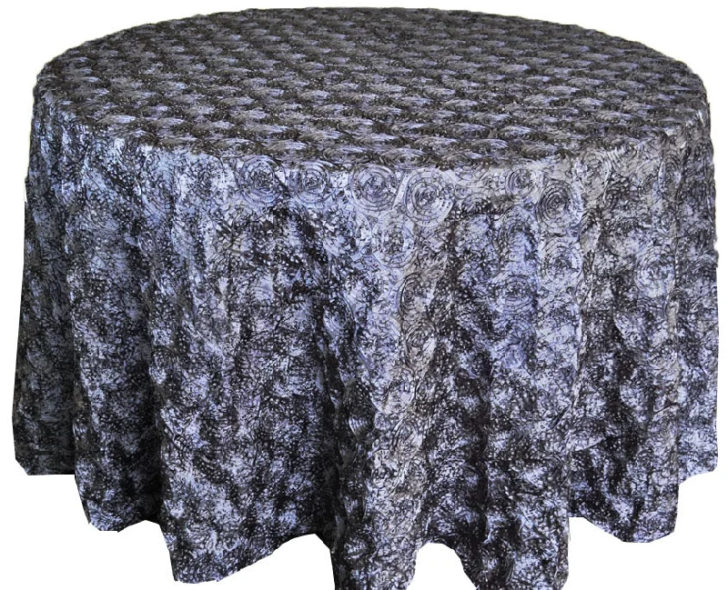 132" Round Satin Rosette Tablecloth - Pewter/Charcoal (1pc)