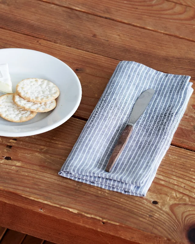 Napkin: Grey Thin White Stripe