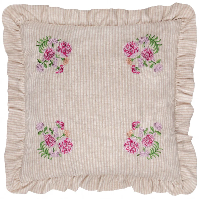 Martha Embroidered Ruffle Cushion Pink