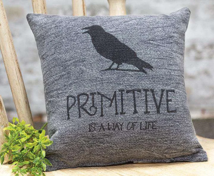 Primitive Black Crow Pillow