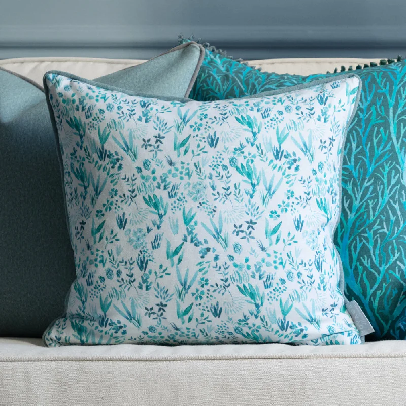 Saana Printed Piped Cushion Teal