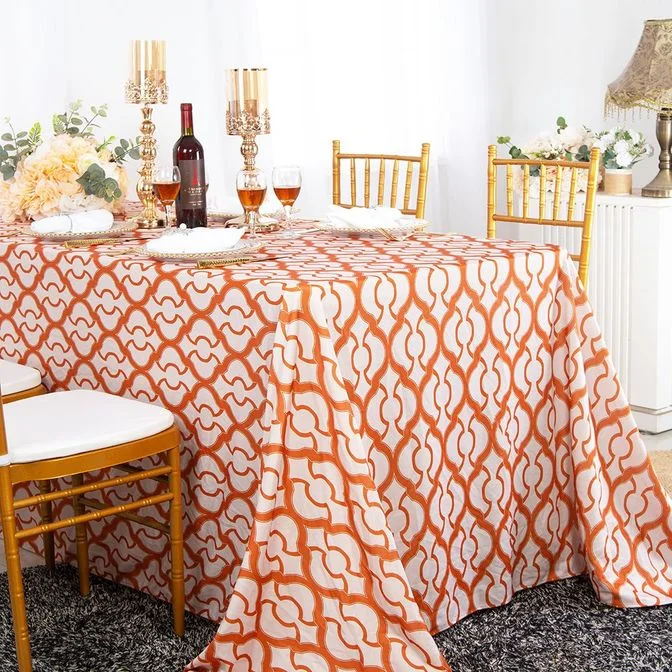 90"x156" Seamless Rectangular Miramar Scuba (Wrinkle-Free) (240 GSM) Tablecloth - Orange (1pc)