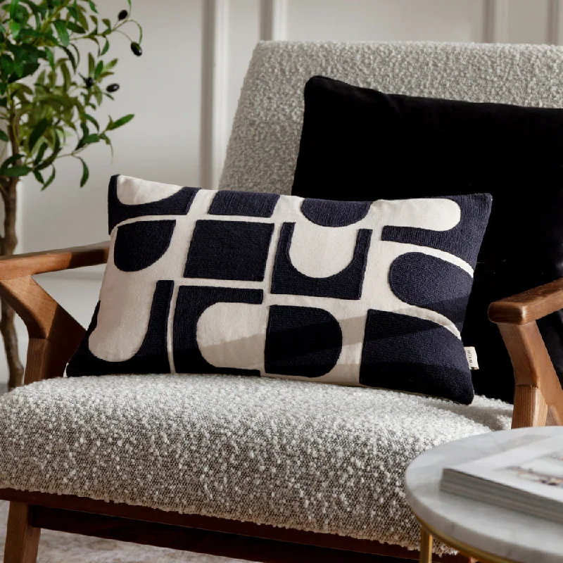 Hallam Embroidered Cotton Cushion Mono