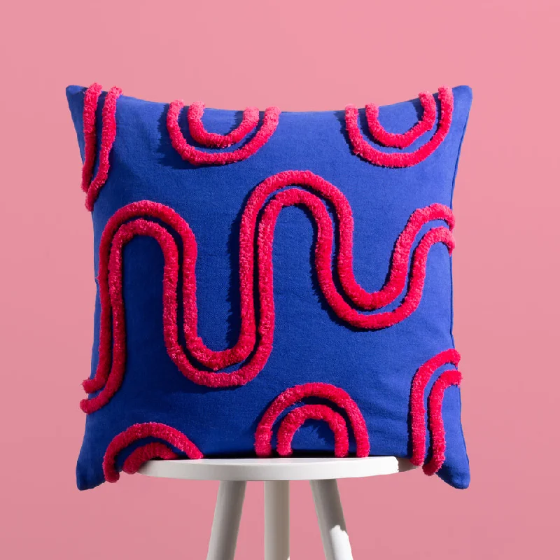 Archie Tufted Cushion Cobalt/Pink