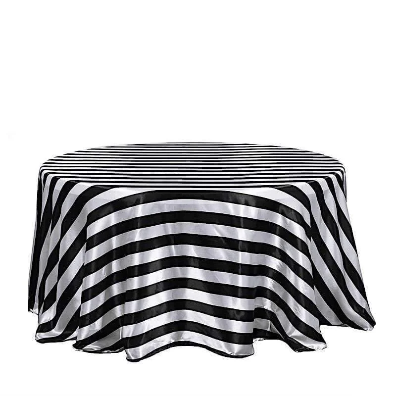 120" Stripes Satin Round Tablecloth