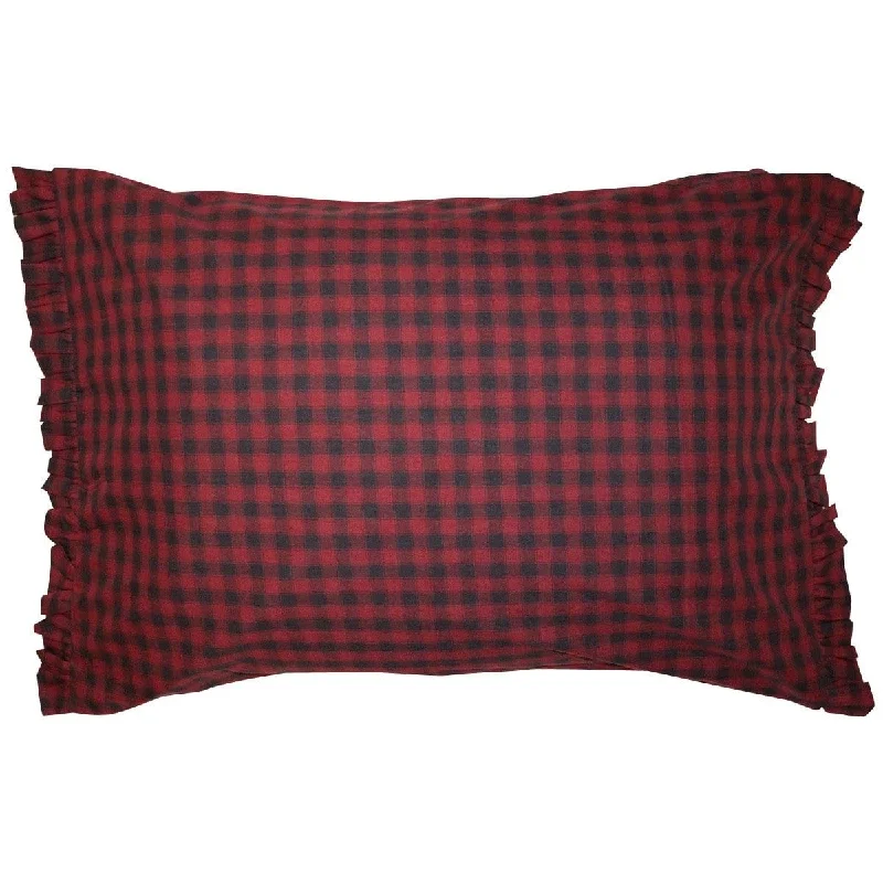 Cabin Check Ruffled Pillow Case Set