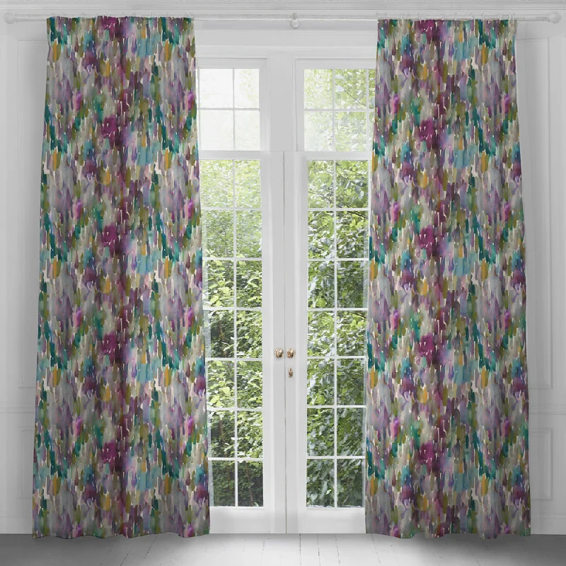 Azima Printed Pencil Pleat Curtains Indigo