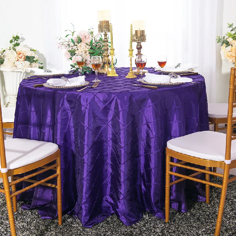 108" Seamless Round Pintuck Taffeta Tablecloth - Regency Purple (1pc)