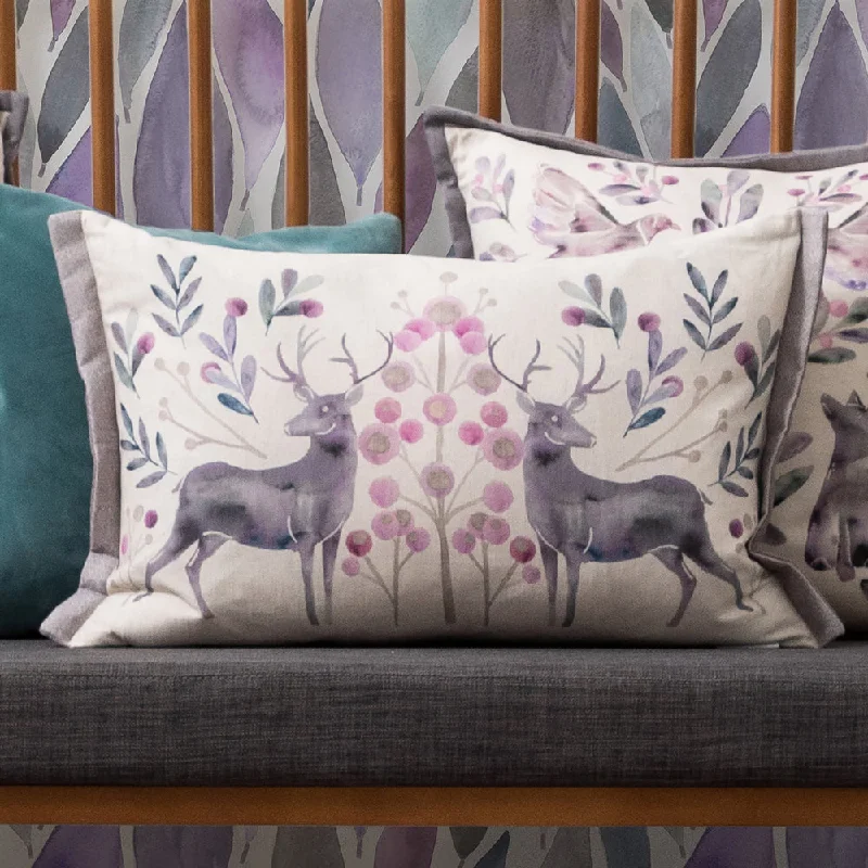 Edo Printed Feather Cushion Violet