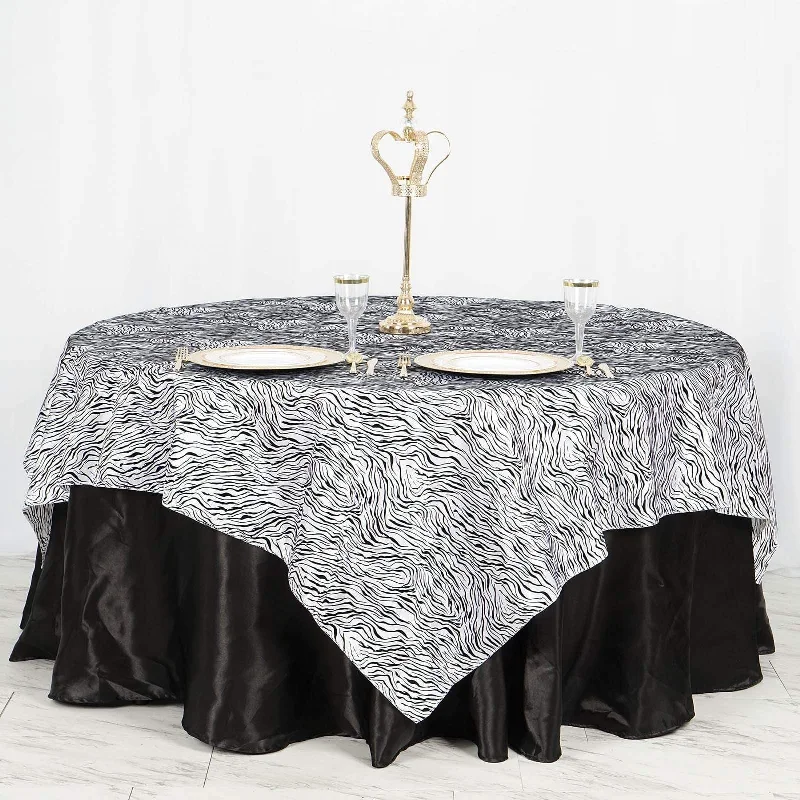 90" Tiger Safari Animal Print Table Overlay - Black / White