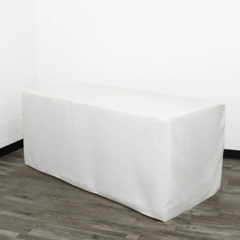 6 ft Rectangular Fitted Polyester Tablecloth White