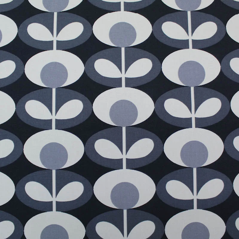 Orla Kiely Home Furnishing Fabric Oval Flower - Cool Grey