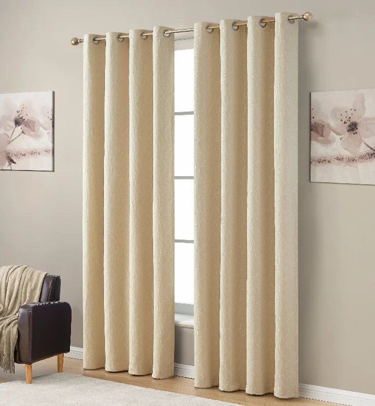 Camden Jacquard 100% Blackout Grommet Curtain Panels