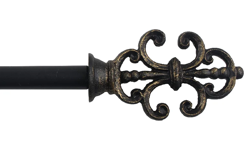 1-inch Skeleton Key Adjustable Single Drapery Curtain Rod - 2 Finishes