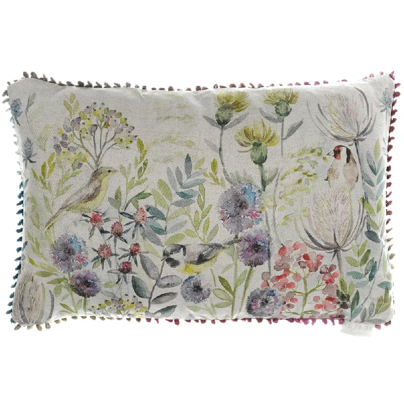 Morning Chorus Printed Feather Cushion Natural