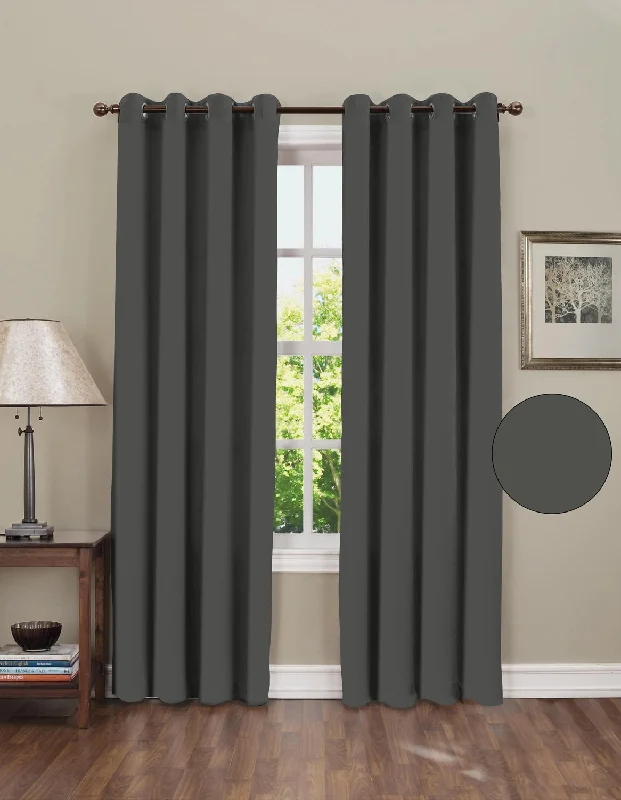 Blackout Plain Curtain - Grey (Pack of 1)