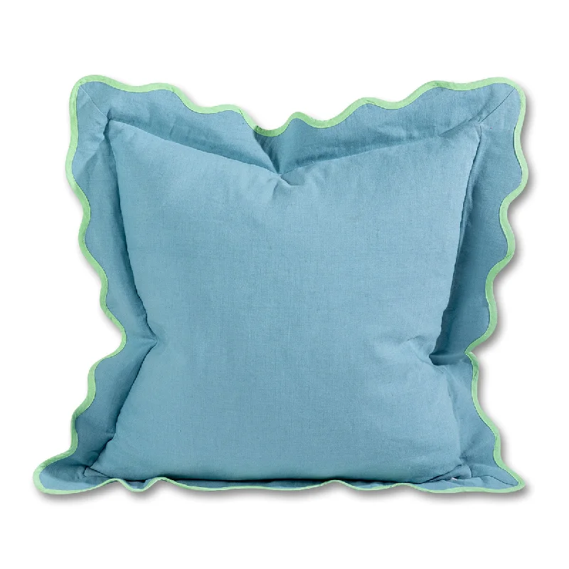 Darcy Linen Pillow - Aqua + Mint