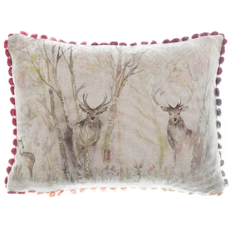 Enchanted Forest Printed Feather Cushion Natural