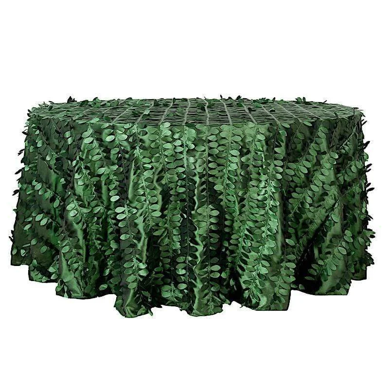 120" Taffeta Round Tablecloth with Leaf Petals Design