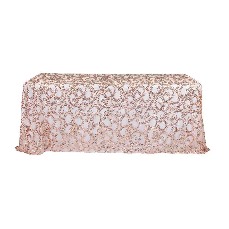 Sequin Vine Tablecloth Overlay 90"x132" Rectangle  - Blush/Rose Gold