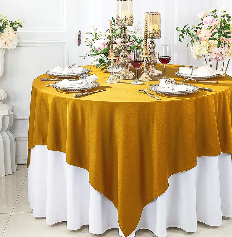 72"x72" Seamless Square Scuba (Wrinkle-Free) (240 GSM) Tablecloth /Table Overlay- Gold (1pc)