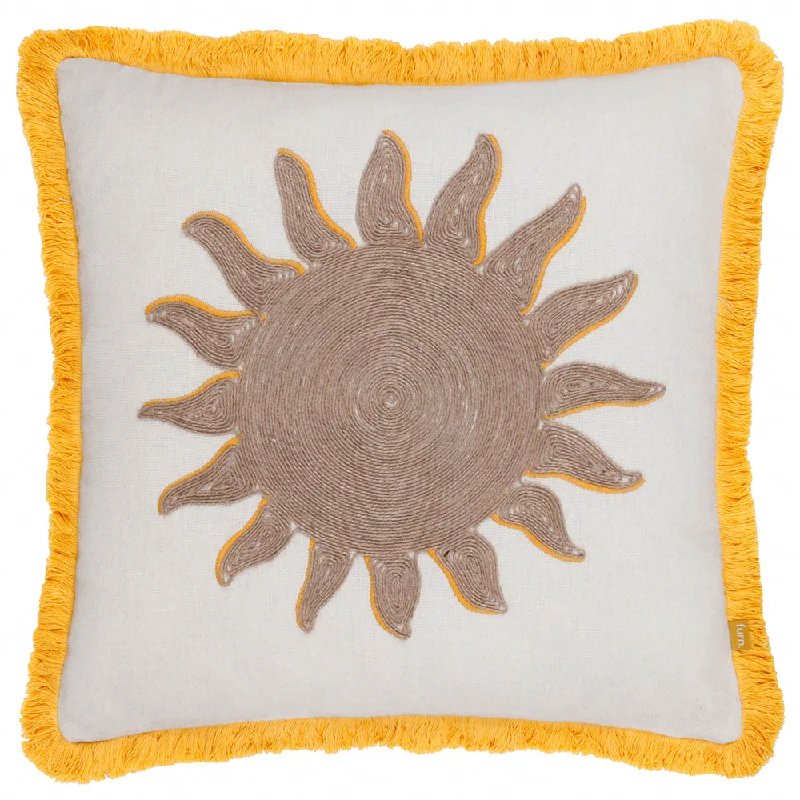 Sun Embroidered Cushion Yellow