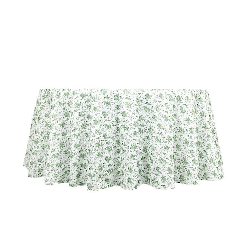 120" Floral Polyester Round Tablecloth - Dusty Sage Green