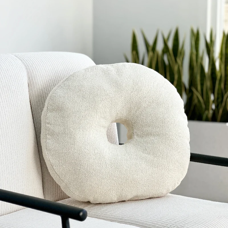 Bouclé Ivory Donut Throw Pillow