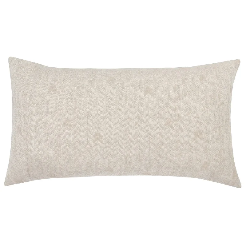 Zima 20 X 36 Lumbar King Pillow Sham with Woven Herringbone Pattern, Beige