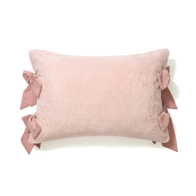 WARMY Furry Ribbon Pillow Case 700 x 500 Pink