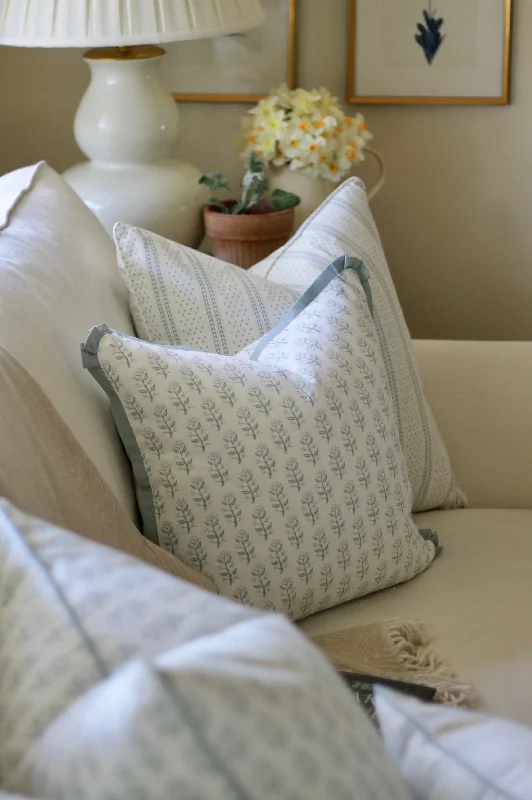 Privet Sprig Pillow Covers in English Blue