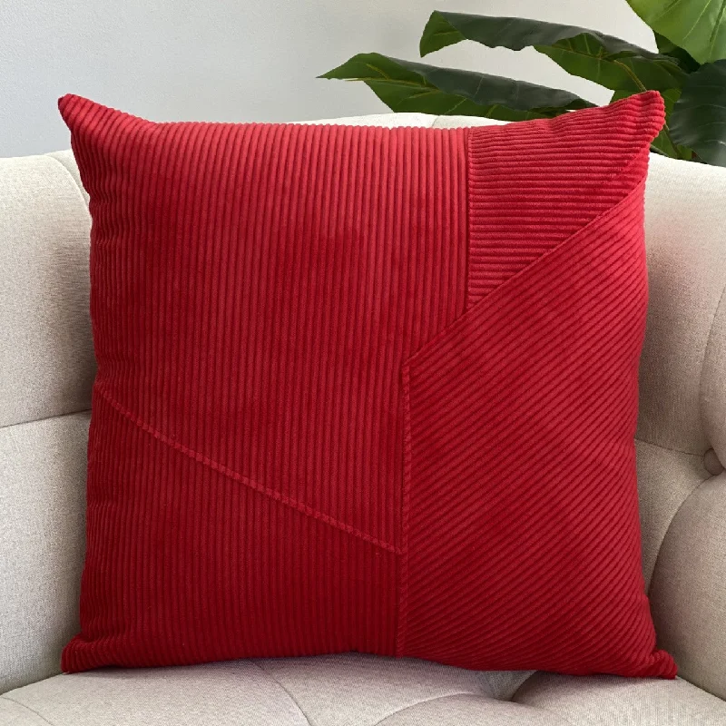 Overlapping Red Corduroy Pillow