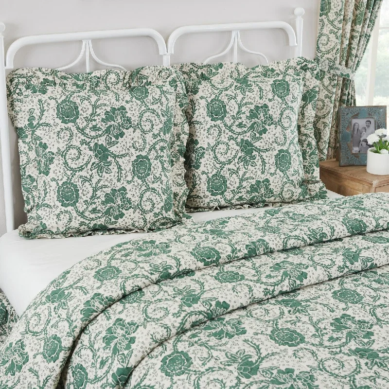 Dorset Green Floral Fabric Euro Sham 26x26