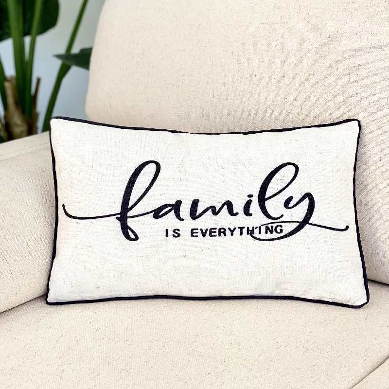 Family is Everything White Printed Pillow