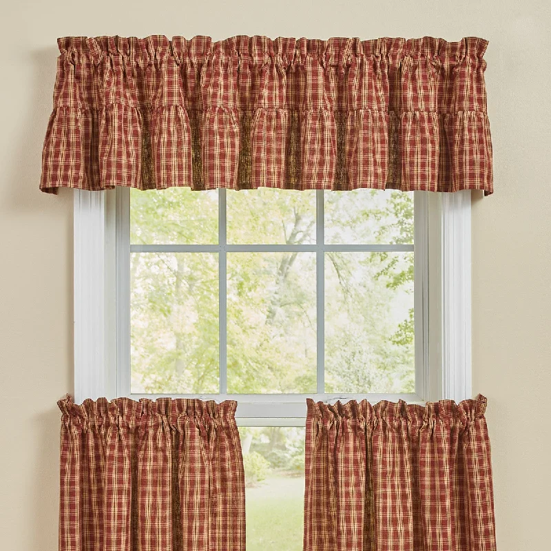 Sturbridge Plaid Ruffle Valance - Wine 72x14 Park Designs