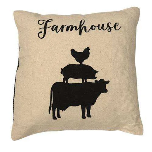 Stacked Farmhouse Animals Pillow, 10x10