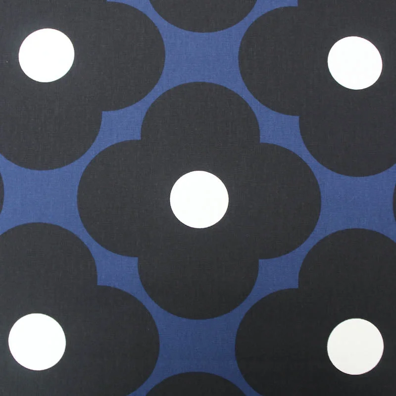 Orla Kiely Home Furnishing Fabric - Spot Flower - Dark Marine