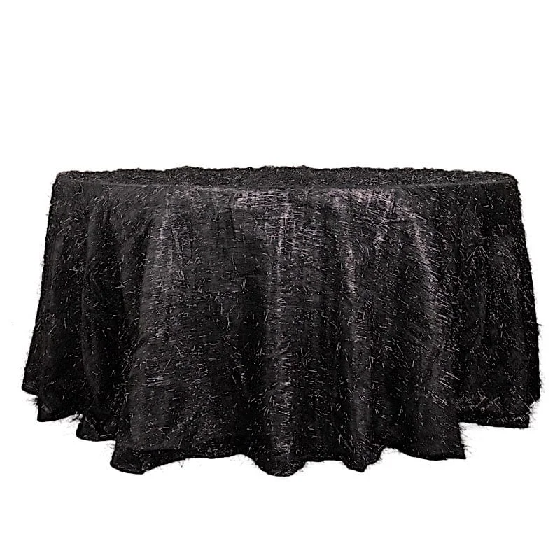 120" Polyester Round Tablecloth with Metallic Tinsel