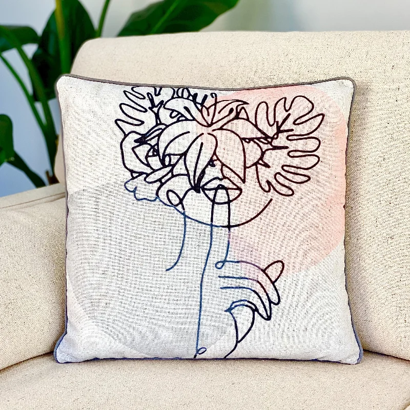 Woman Pink Printed Pillow