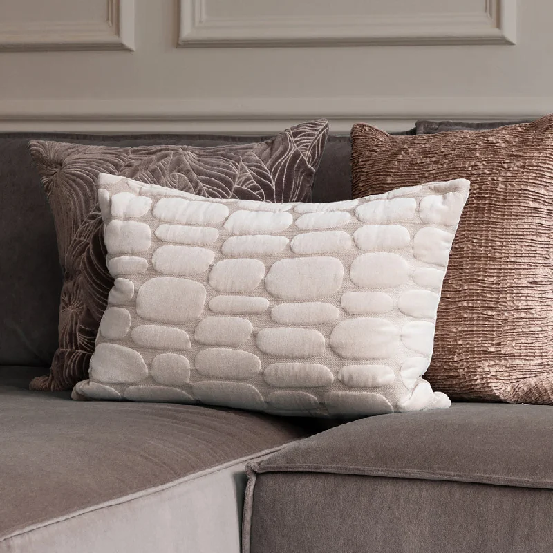 Boulder Embroidered Feather Cushion Quartz