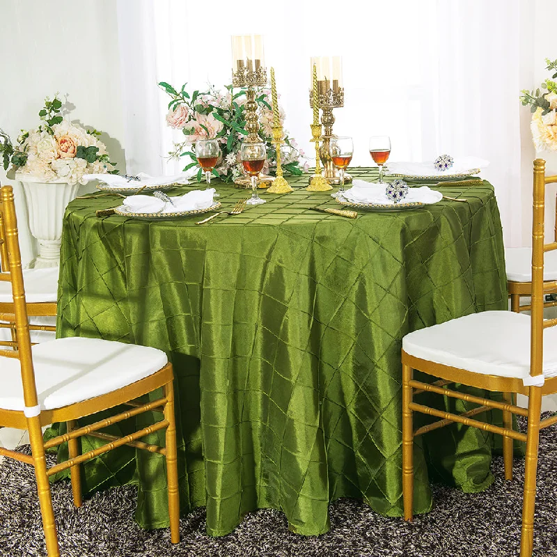 90" Seamless Round Pintuck Taffeta Tablecloth - Moss Green (1pc)