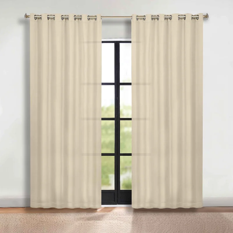 Classic Modern Solid Room Darkening Blackout Curtain Panels, Set of 2