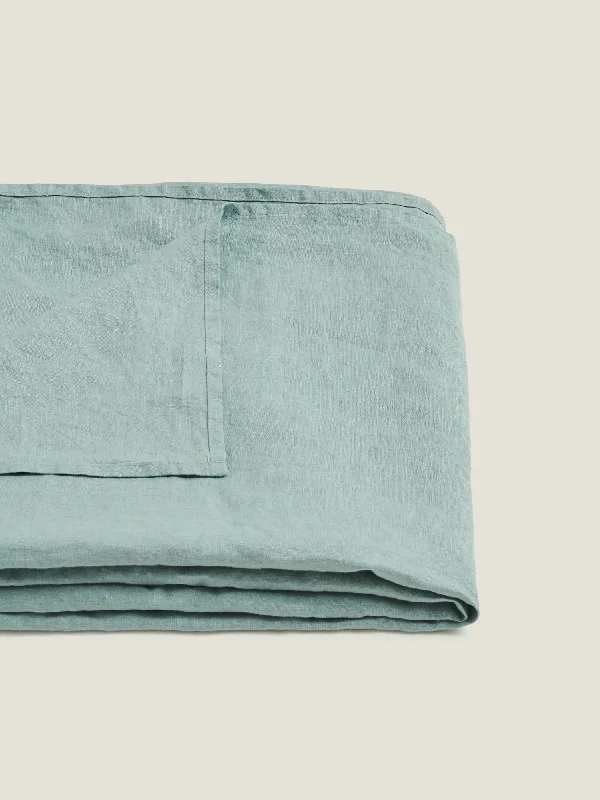 100% Linen Tablecloth in Aqua