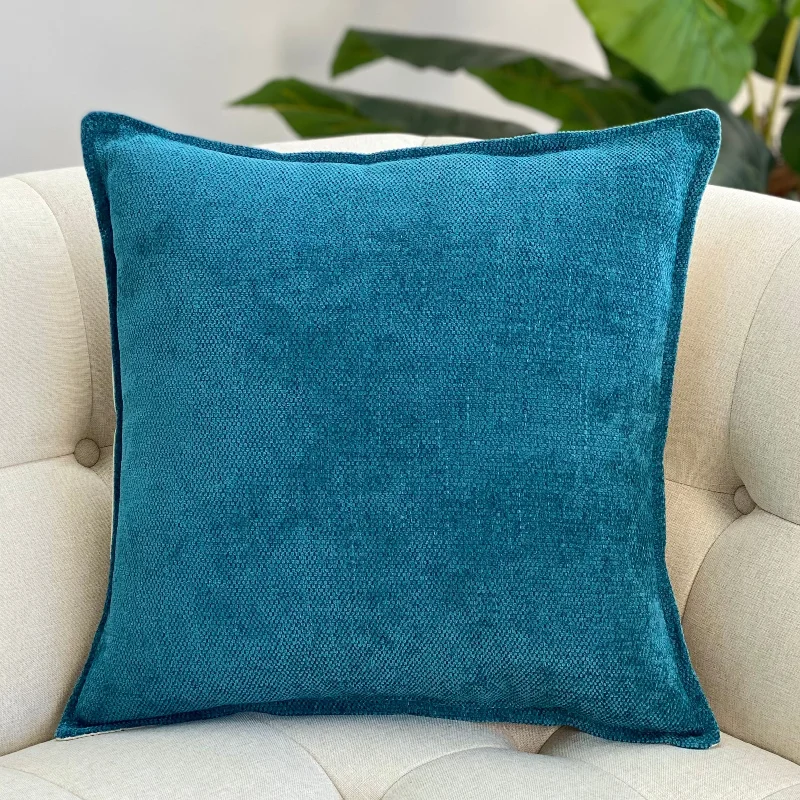 Cotton Velour Teal Blue Pillow