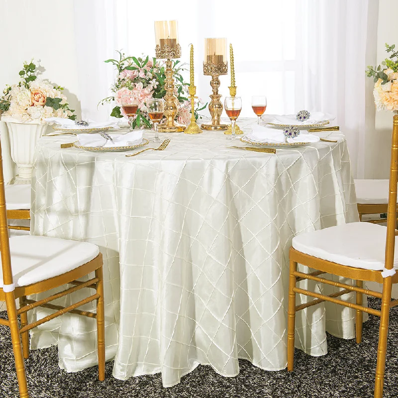 132" Round Pintuck Taffeta Tablecloth - Ivory (1pc)